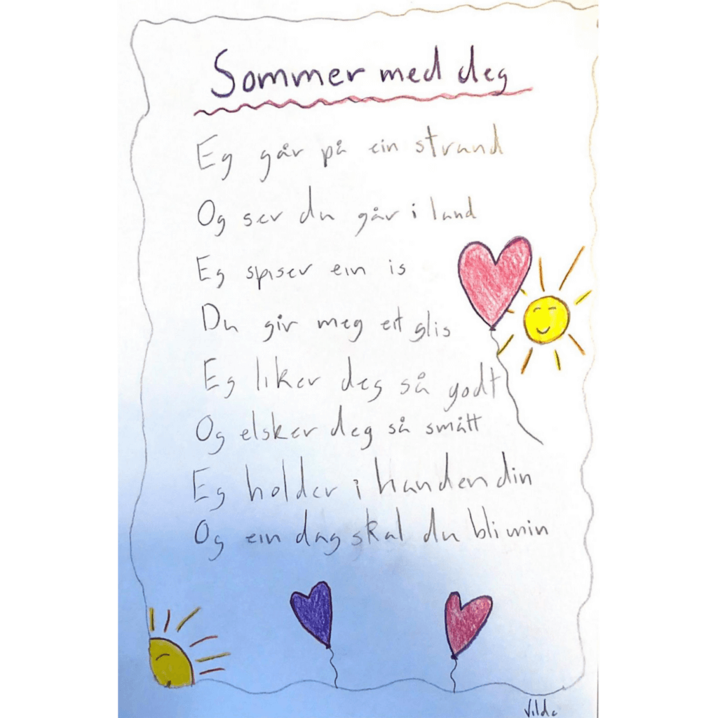 Bilete av diktet Sommer med deg